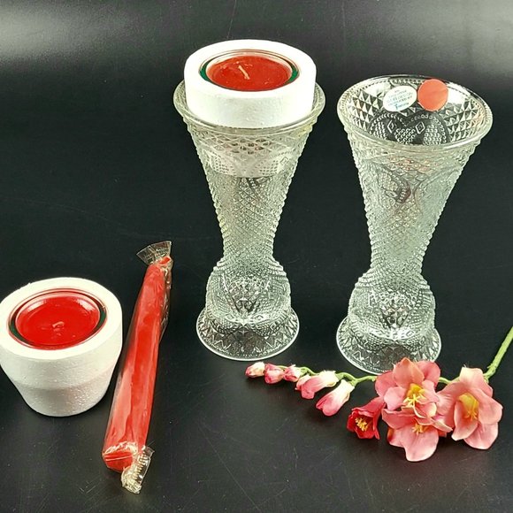 Vintage - New Avon "Heart & Diamond" Convertible Candlestick - Set of 2 - Picture 7 of 11
